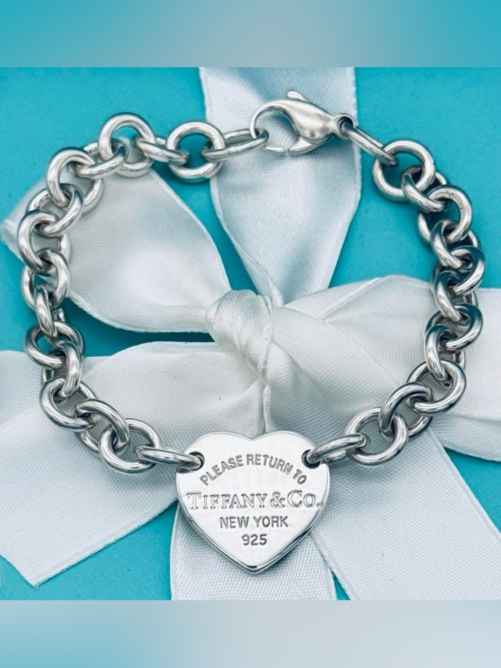 Tiffany & Co SS Center Heart RTT Bracelet 7.5” EUC